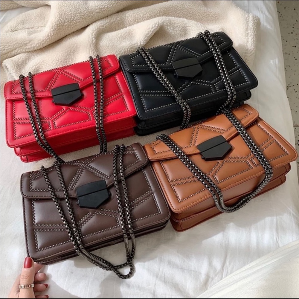 NWOT CAMEL STUDDED SHOULDER/CROSSBODY BAG